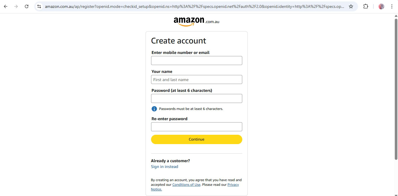create account