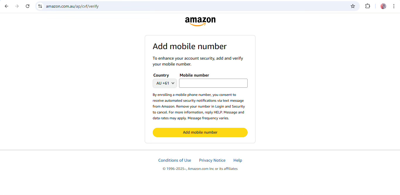 Add mobile number